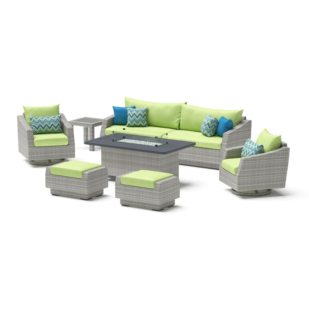 Cannes 8 Piece Sunbrella Outdoor Motion Fire Set