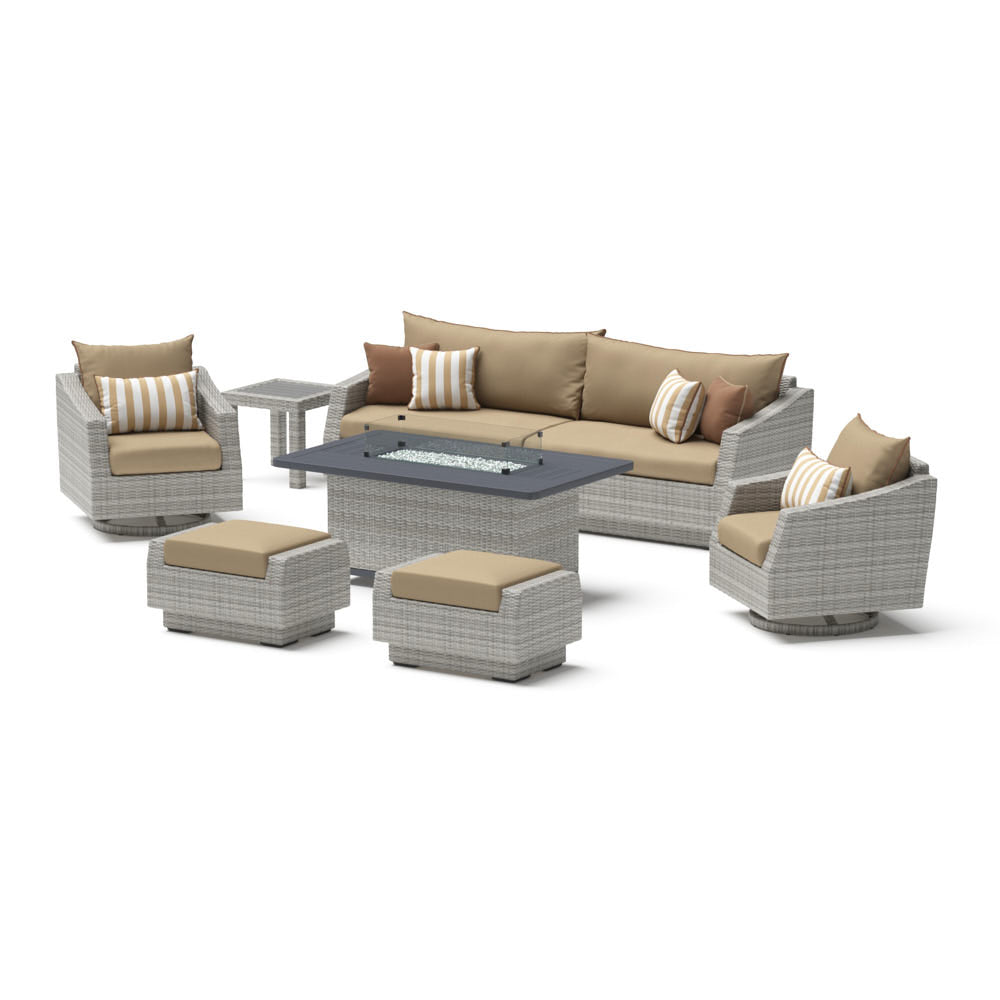 Cannes 8 Piece Sunbrella Outdoor Motion Fire Set