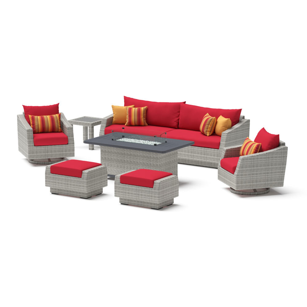 Cannes 8 Piece Sunbrella Outdoor Motion Fire Set