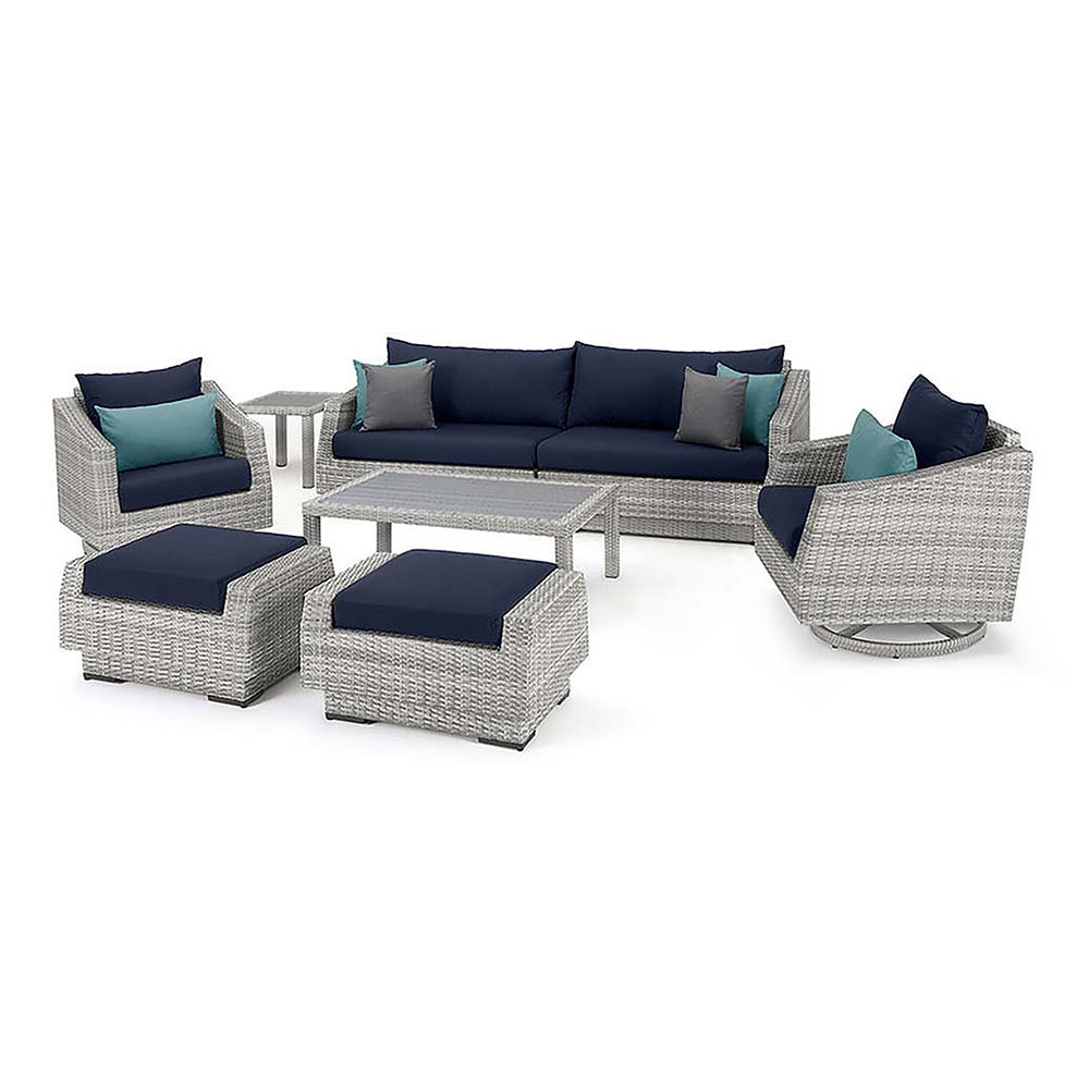 Cannes Deluxe 8 Piece Sunbrella Outdoor Sofa & Club Chair Set