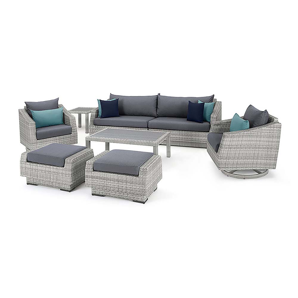Cannes Deluxe 8 Piece Sunbrella Outdoor Sofa & Club Chair Set