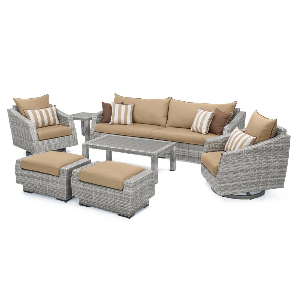 Cannes Deluxe 8 Piece Sunbrella Outdoor Sofa & Club Chair Set
