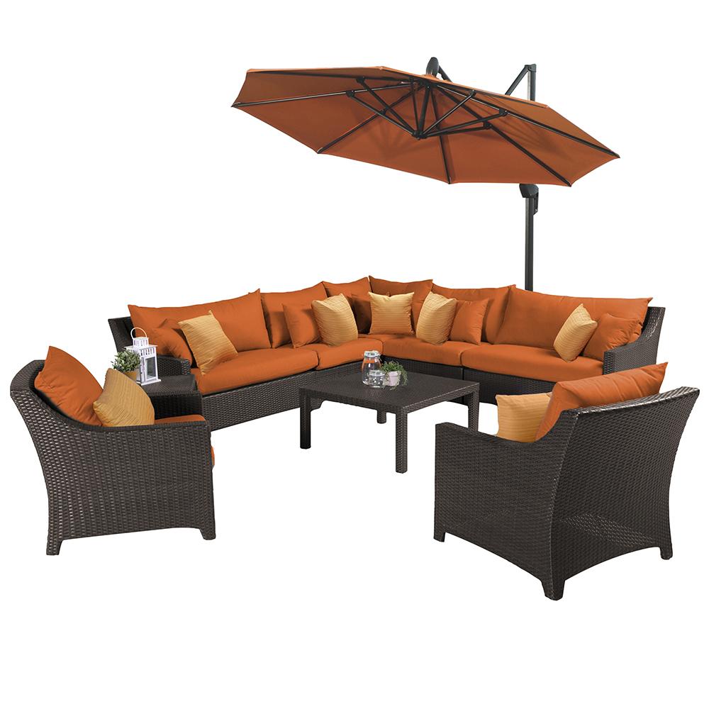 Deco 9 Piece Sectional & Club Set with Umbrella