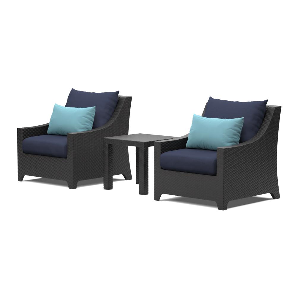 Deco Set of 2 Sunbrella Outdoor Club Chairs & Side Table