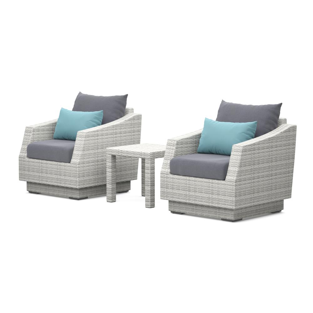 Cannes Set of 2 Sunbrella Outdoor Club Chairs & Side Table