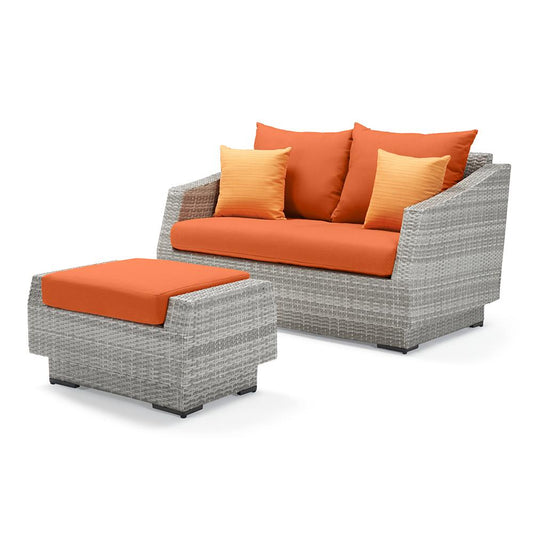 Cannes Sunbrella Outdoor Loveseat & Ottoman