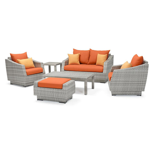 Cannes 6 Piece Sunbrella Outdoor Love & Club Seating Set