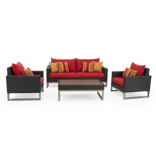 Milo Espresso 4 Piece Sunbrella Outdoor Seating Set