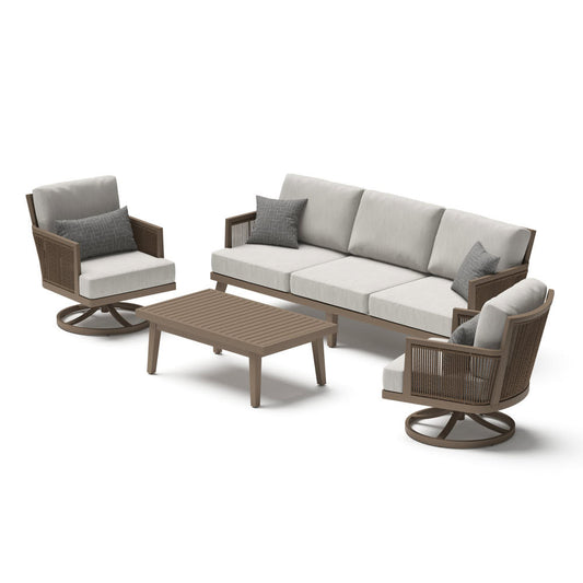 Sierota 4 Piece Sunbrella Outdoor Motion Seating Set - Brown